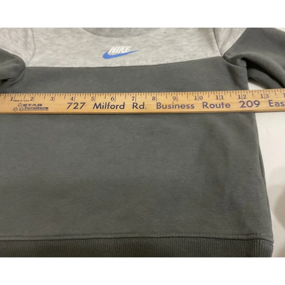 Nike Sweatshirt Kids 3T Grey‎ Colorblock Blue Swoosh Pullover Fleece